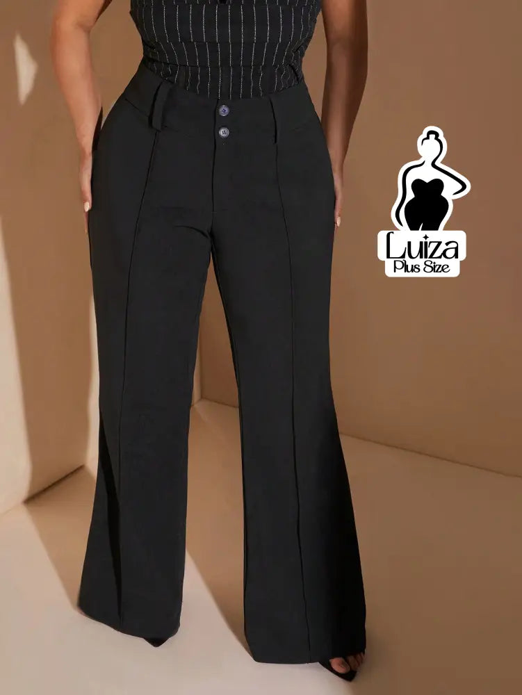 Calça Flare Alfaiataria Cintura Alta Sofisticada Plus Size Calça Flare Alfaiataria Cintura Alta Sofisticada Plus Size