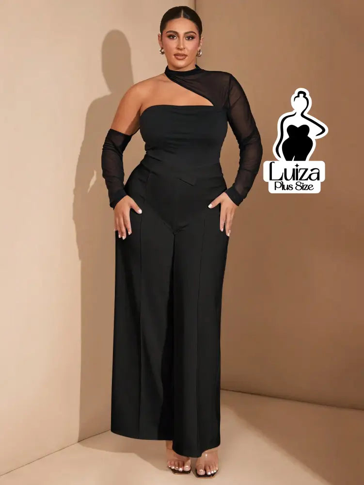 Calça Pantalona Alfaiataria Cintura Alta Recorte Plus Size Calça Pantalona Alfaiataria Cintura Alta Recorte Plus Size