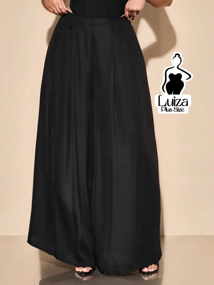 Calça Pantalona Alfaiataria Cintura Alta Sofisticada Plus Size Calça Pantalona Alfaiataria Cintura Alta Sofisticada