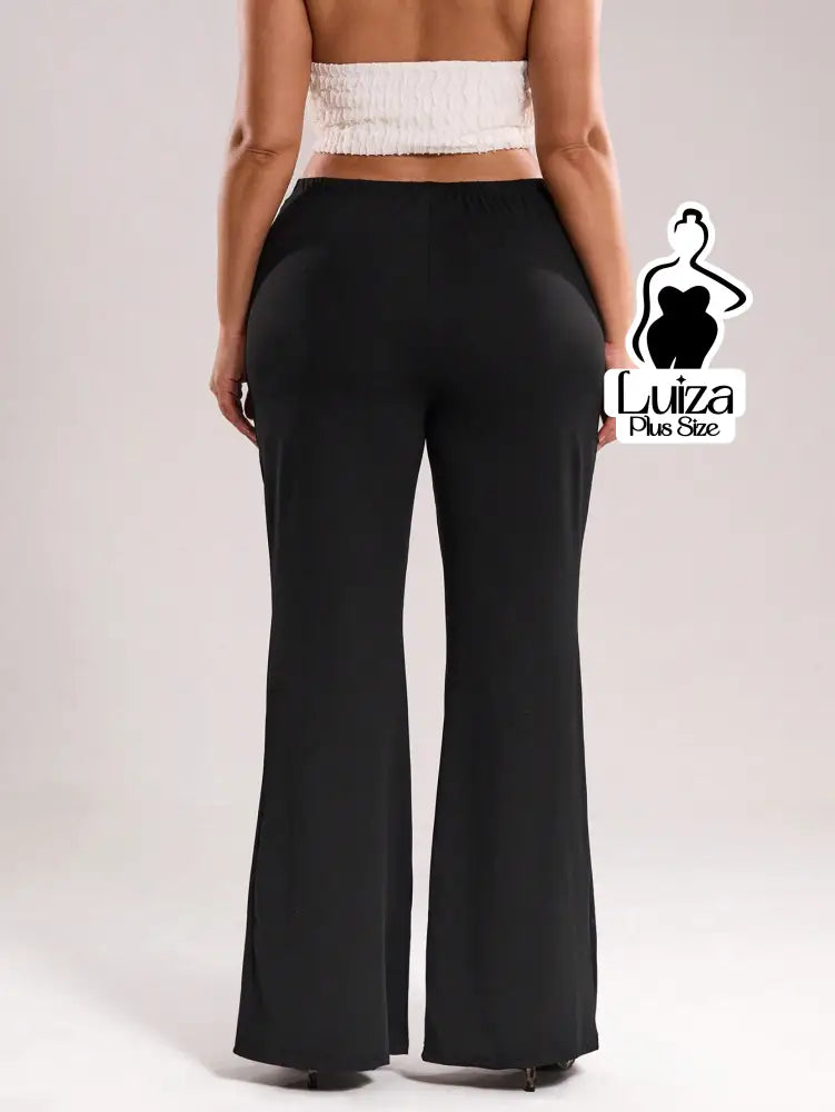Calça Pantalona Cintura Alta Tecido Acetinado Plus Size Calça Pantalona Cintura Alta Tecido Acetinado Plus Size