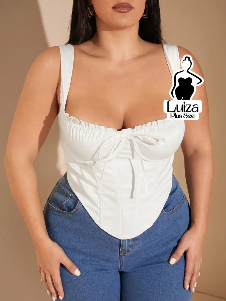 Corset Estruturado Franzido Amarração Frontal Plus Size Corset Estruturado Franzido Amarração Frontal Plus Size