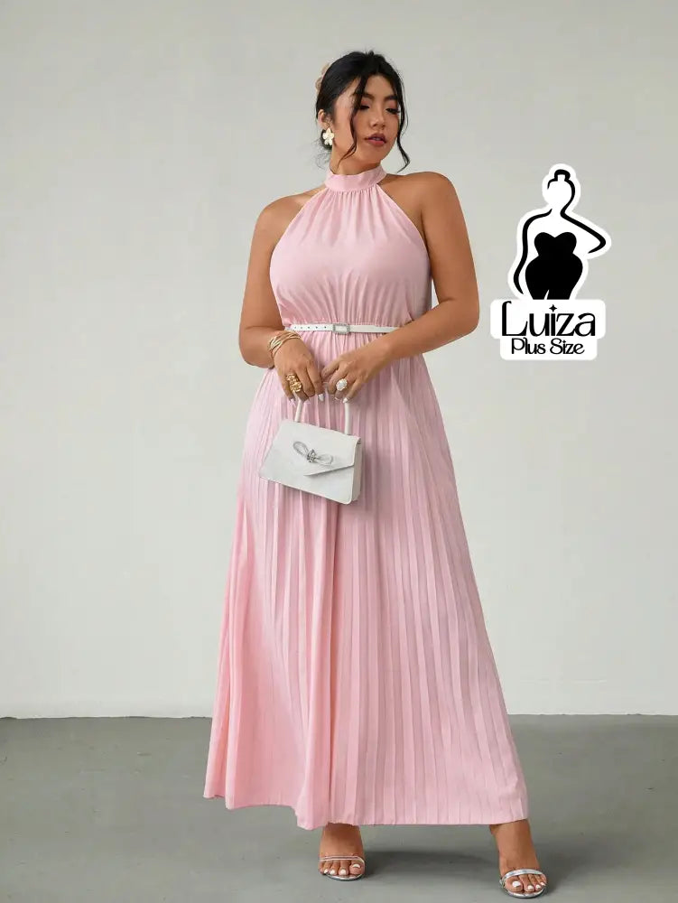 Macacão Longo Pantalona Plissado Laço Sofisticado Plus Size Macacão Longo Pantalona Plissado Laço Sofisticado Plus Size