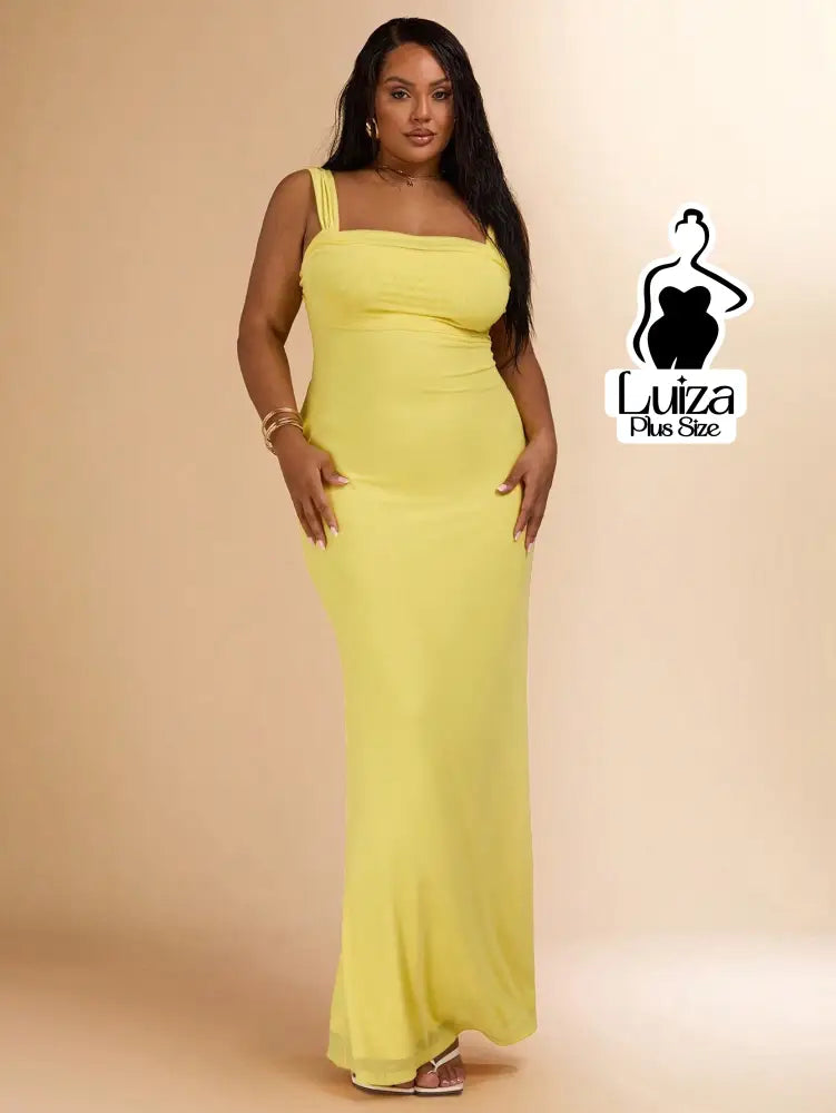 Vestido Longo Justo Costas Abertas Amarração Plus Size Vestido Longo Justo Costas Abertas Amarração Plus Size