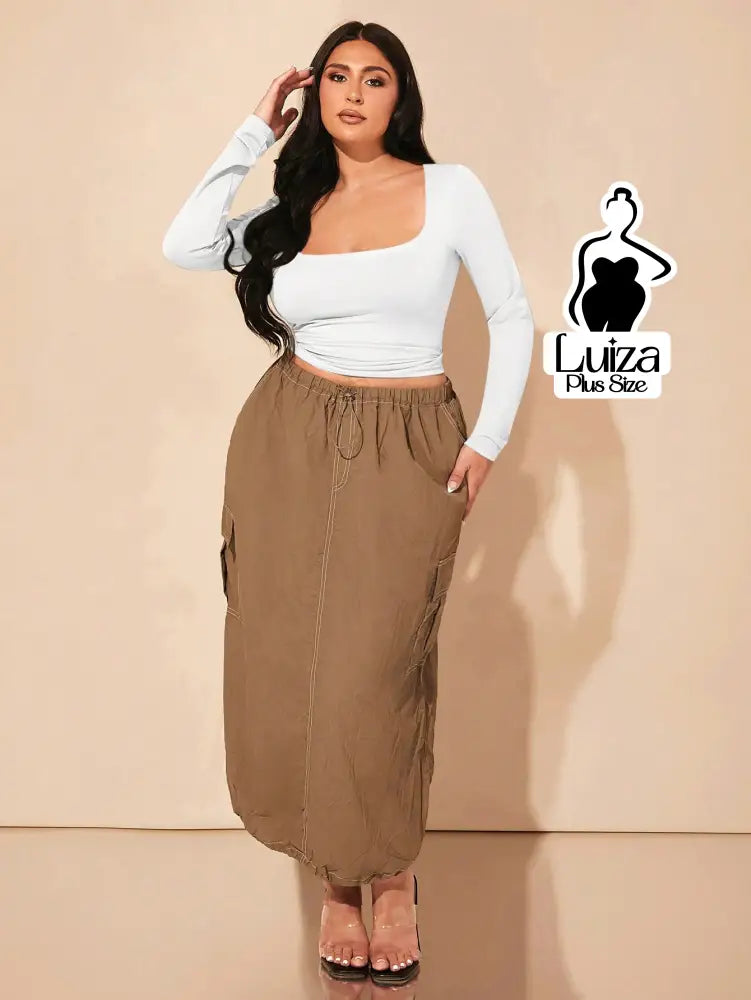Blusa Cropped Justa Manga Longa Decote Quadrado Plus Size Blusa Cropped Justa Manga Longa Decote Quadrado Plus Size