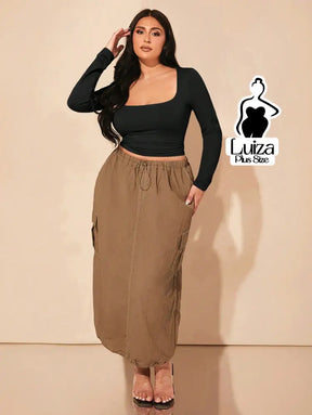 Blusa Cropped Justa Manga Longa Decote Quadrado Plus Size Blusa Cropped Justa Manga Longa Decote Quadrado Plus Size
