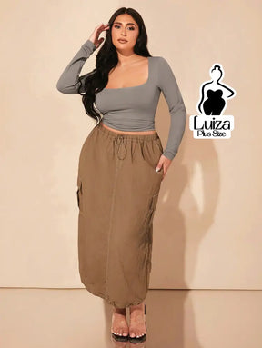 Blusa Cropped Justa Manga Longa Decote Quadrado Plus Size Blusa Cropped Justa Manga Longa Decote Quadrado Plus Size