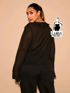 Blusa Elegante Babados Amarração Frontal Plus Size Blusa Elegante Babados Amarração Frontal Plus Size