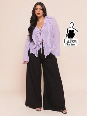 Blusa Elegante Babados Amarração Frontal Plus Size Blusa Elegante Babados Amarração Frontal Plus Size