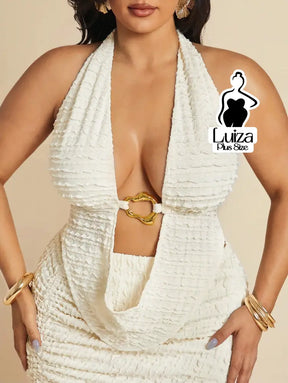 Blusa Frente Única Decote Profundo Argola Plus Size Branco / G Blusa Frente Única Decote Profundo Argola Plus Size