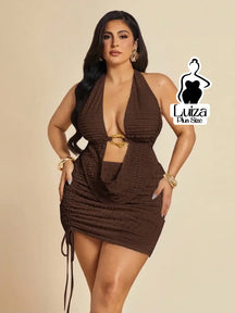 Blusa Frente Única Decote Profundo Argola Plus Size Marrom / G Blusa Frente Única Decote Profundo Argola Plus Size