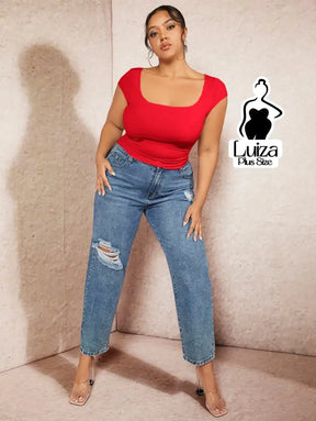 Blusa Justa Decote Quadrado Elegante Plus Size Blusa Justa Decote Quadrado Elegante Plus Size