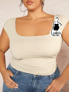 Blusa Justa Decote Quadrado Elegante Plus Size Blusa Justa Decote Quadrado Elegante Plus Size