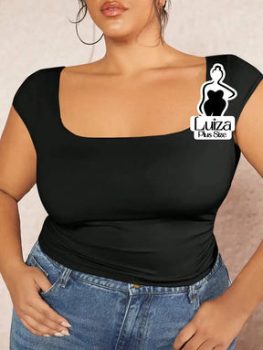 Blusa Justa Decote Quadrado Elegante Plus Size Blusa Justa Decote Quadrado Elegante Plus Size