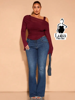 Blusa Tule Ombro A Ombro Manga Longa Flare Plus Size Blusa Tule Ombro A Ombro Manga Longa Flare Plus Size
