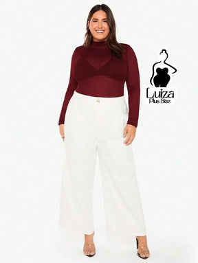 Blusa Tule Transparente Manga Longa Gola Alta Plus Size Blusa Tule Transparente Manga Longa Gola Alta Plus Size