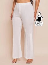 Calça Flare Alfaiataria Cintura Alta Recortes Plus Size Branco / G Calça Flare Alfaiataria Cintura Alta Recortes Plus