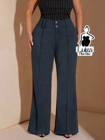 Calça Flare Alfaiataria Cintura Alta Sofisticada Plus Size Chumbo / G Calça Flare Alfaiataria Cintura Alta Sofisticada
