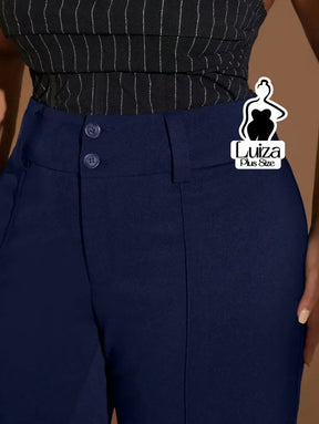 Calça Flare Cintura Alta Botões Recorte Alfaiataria Plus Size Calça Flare Cintura Alta Botões Recorte Alfaiataria Plus