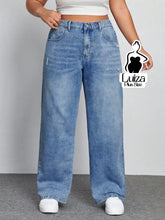 Calça Jeans Wide Leg Cintura Alta Caimento Solto Plus Size Lavagem média / G Calça Jeans Wide Leg Cintura Alta Caimento
