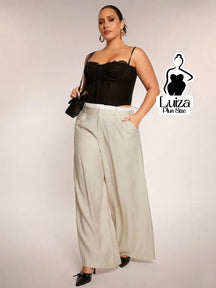 Calça Pantalona Alfaiataria Caimento Elegante Plus Size Damasco / G Calça Pantalona Alfaiataria Caimento Elegante Plus