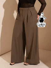 Calça Pantalona Alfaiataria Cintura Alta Com Pregas Plus Size Chocolate / G Calça Pantalona Alfaiataria Cintura Alta