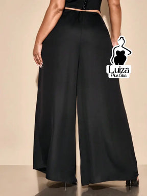 Calça Pantalona Alfaiataria Cintura Alta Sofisticada Plus Size Calça Pantalona Alfaiataria Cintura Alta Sofisticada