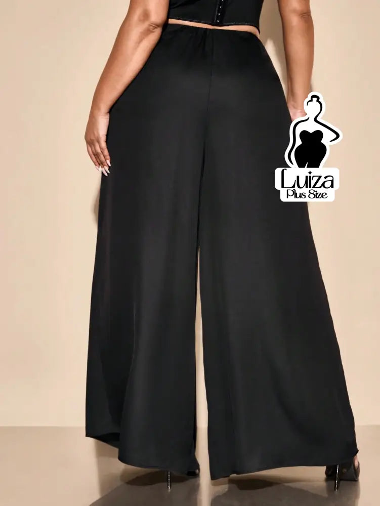 Calça Pantalona Alfaiataria Cintura Alta Sofisticada Plus Size Calça Pantalona Alfaiataria Cintura Alta Sofisticada