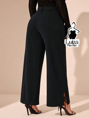 Calça Pantalona Alfaiataria Faixa E Fenda Plus Size Calça Pantalona Alfaiataria Faixa E Fenda Plus Size