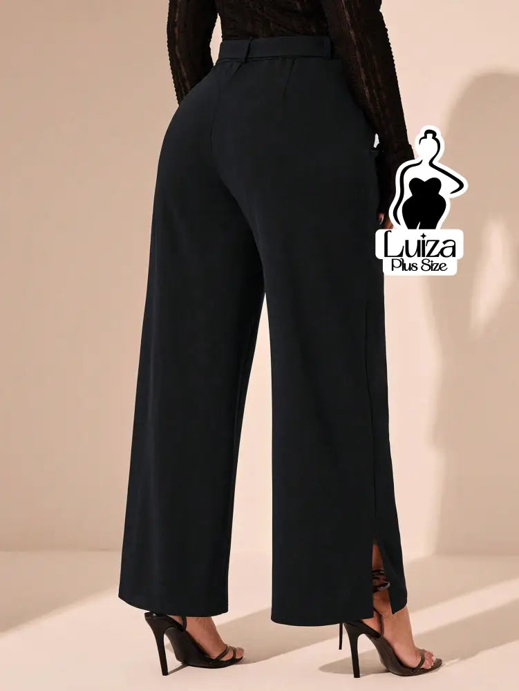 Calça Pantalona Alfaiataria Faixa E Fenda Plus Size Calça Pantalona Alfaiataria Faixa E Fenda Plus Size