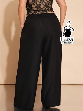 Calça Pantalona Alfaiataria Pregas Amplas Plus Size Calça Pantalona Alfaiataria Pregas Amplas Plus Size