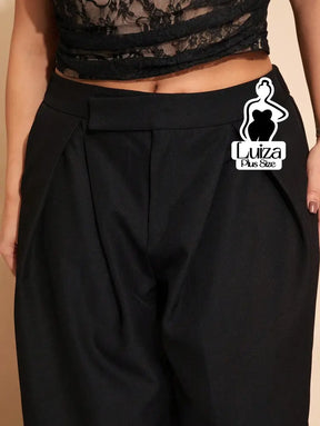 Calça Pantalona Alfaiataria Pregas Amplas Plus Size Calça Pantalona Alfaiataria Pregas Amplas Plus Size