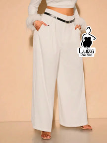 Calça Pantalona Recorte Moderno Toque Chic Plus Size Branco / G Calça Pantalona Recorte Moderno Toque Chic Plus Size