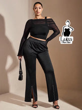 Calça Reta Cintura Alta Abertura Botões Plus Size Preto / G Calça Reta Cintura Alta Abertura Botões Plus Size