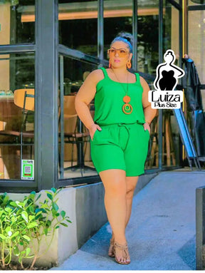 Conjunto Blusa Alça Larga Short Casual Conforto Plus Size Conjunto Blusa Alça Larga Short Casual Conforto Plus Size