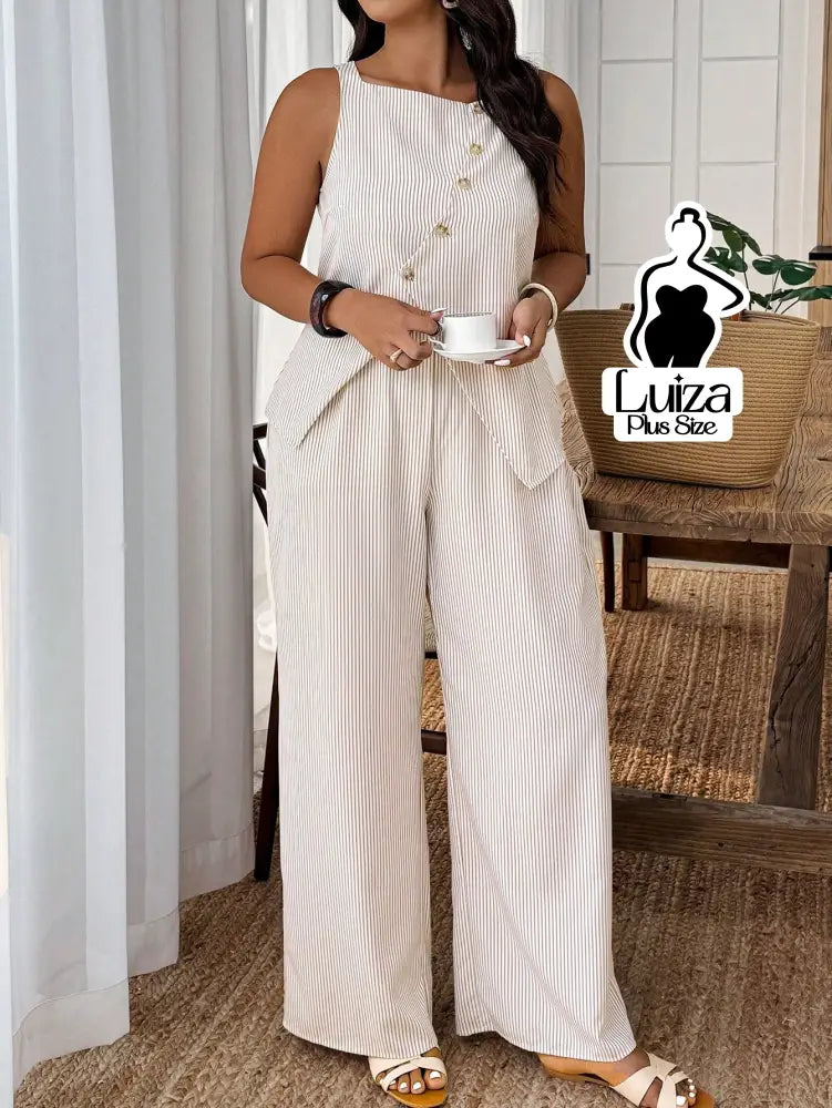 Conjunto Blusa Alfaiataria Calça Pantalona Social Chic Plus Size Conjunto Blusa Alfaiataria Calça Pantalona Social Chic