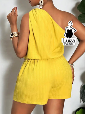 Conjunto Blusa Um Ombro Só Short Casual Verão Plus Size Conjunto Blusa Um Ombro Só Short Casual Verão Plus Size