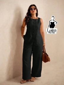 Conjunto Colete Alfaiataria Calça Pantalona Elegante Plus Size Verde / G Conjunto Colete Alfaiataria Calça Pantalona