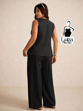 Conjunto Colete Alfaiataria Calça Pantalona Social Plus Size Conjunto Colete Alfaiataria Calça Pantalona Social Plus