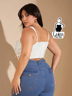 Corset Estruturado Franzido Amarração Frontal Plus Size Corset Estruturado Franzido Amarração Frontal Plus Size