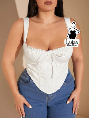 Corset Estruturado Franzido Amarração Frontal Plus Size Corset Estruturado Franzido Amarração Frontal Plus Size