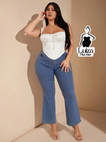 Corset Estruturado Franzido Amarração Frontal Plus Size Branco / G Corset Estruturado Franzido Amarração Frontal Plus