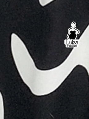 Macacão Longo Estampado Preto E Branco Gola Alta Plus Size Macacão Longo Estampado Preto E Branco Gola Alta Plus Size