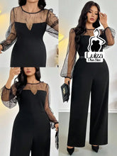 Macacão Longo Pantalona Manga Longa Transparente Plus Size Preto / G Macacão Longo Pantalona Manga Longa Transparente