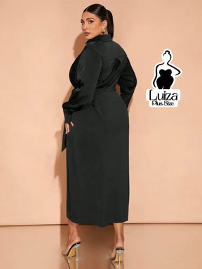 Vestido Longo Chemise Transpassado Amarração Lateral Plus Size Vestido Longo Chemise Transpassado Amarração Lateral