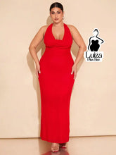 Vestido Longo Frente Única Decote Profundo Plus Size Vermelho / G Vestido Longo Frente Única Decote Profundo Plus Size