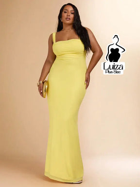 Vestido Longo Justo Costas Abertas Amarração Plus Size Amarela / G Vestido Longo Justo Costas Abertas Amarração Plus