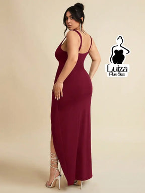 Vestido Longo Sofisticado Torção Fenda Na Saia Plus Size Vestido Longo Sofisticado Torção Fenda Na Saia Plus Size