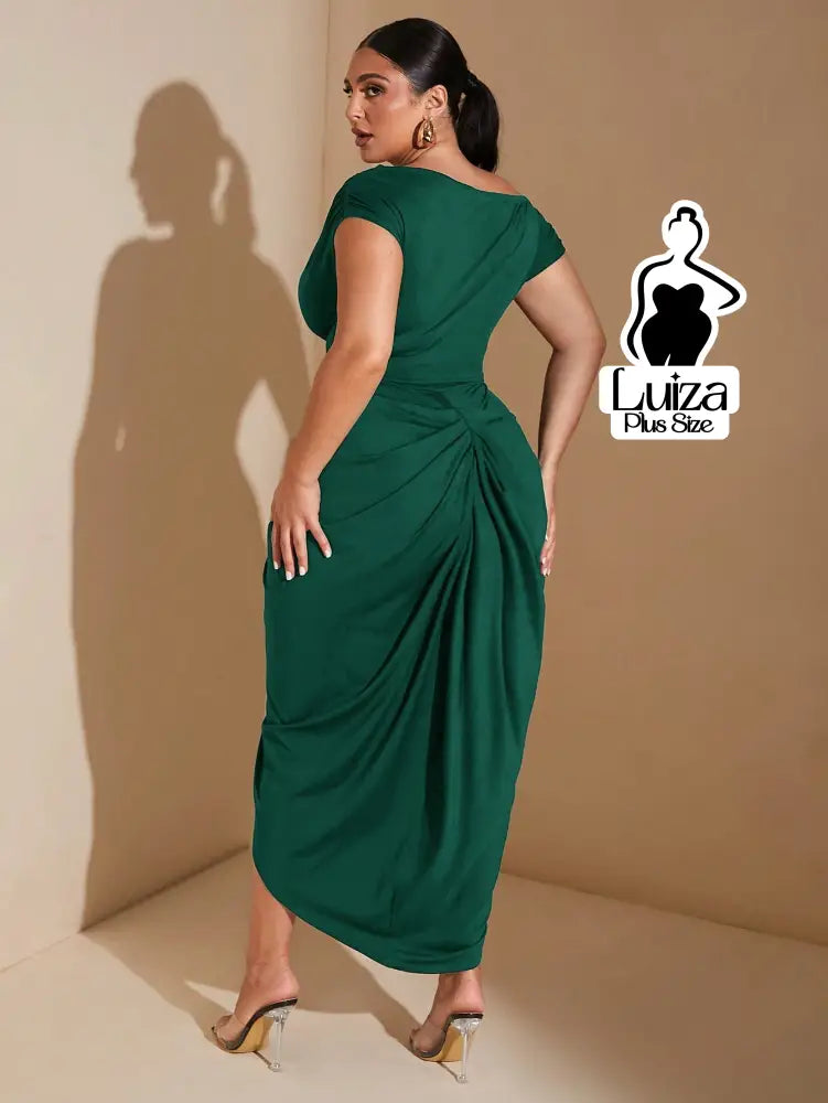 Vestido Longo Um Ombro Fenda Sofisticado Plus Size Vestido Longo Um Ombro Fenda Sofisticado Plus Size