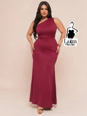 Vestido Longo Um Ombro Só Costas Abertas Amarração Plus Size Vestido Longo Um Ombro Só Costas Abertas Amarração Plus
