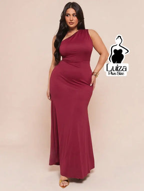 Vestido Longo Um Ombro Só Costas Abertas Amarração Plus Size Vinho / G Vestido Longo Um Ombro Só Costas Abertas